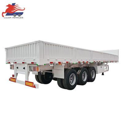 China Truck Trailer 3 Axles 40ft 12m 12.5m 40ton 50ton Side Wall Fence Cargo Semi Truck Trailer for sale