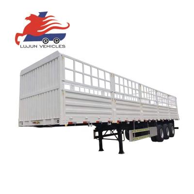 China Truck Trailer LUJUN  3Axles Stake Semi Trailer cargo semi trailer Cargo transportation fence semi trailer for sale