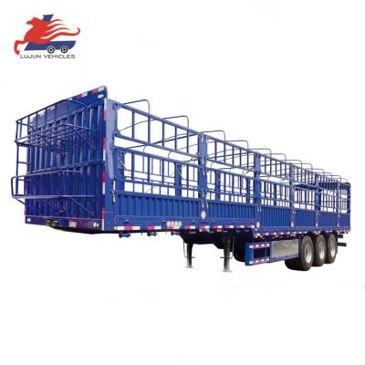 China Truck Trailer Hot sale 3 Axle Livestock Animal Cattle Transport Side Wall Fence Cargo Semi Trailer for sale