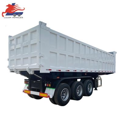 China Truck Trailer Heavy Duty 25 Cbm 40 Cbm 3Axles U shaped End Rear Tipper Dumper Dump Semi Truck Trailer for sale