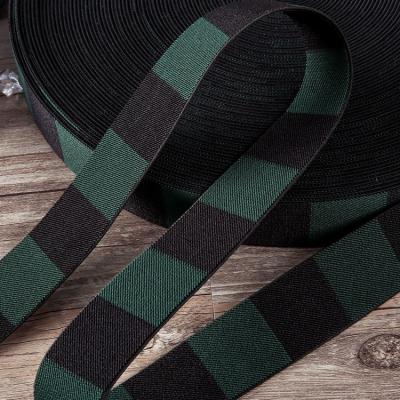 China New style soft and flexible multi-color oblique plaid webbing accessories textile clothing customization strong elastic side band for sale