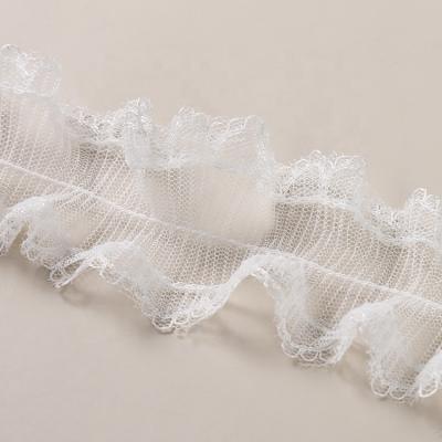 China Wholesale High Quality Viable Hot Sale Ruffle Lace Trim Soft And Flexible 5cm Paillette For Dress Decoration Garment for sale