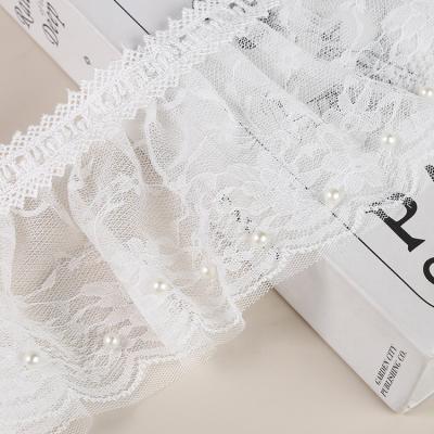 China Factory Wholesale High Quality Ruffle Lace Trim Sustainable Quality Soft And Flexible 11cm PriceHigh Paillette For Dress Decoration for sale