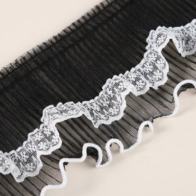 China Factory PriceHigh Quality 3d Organza Soft And Flexible Sustainable Ruffle Trim Bridal Lace Trim Pleated Trim For Wedding DressHot Sale for sale