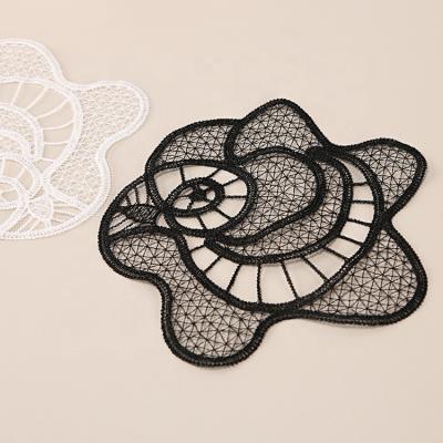 China hot selling high quality custom made 3D milk fiber hollow pattern dream-catcher black and white manufacturer in china embroidery patches for sale