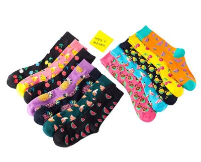 China 2021 Hot Sale Colorful Happy Socks Fashional Breathable Unisex Adult Cotton Socks Fruit Food Knitted Pattern Socks for sale