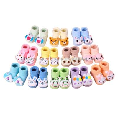 China 3D POM Antibacterial Animal Toys On The Shoe Cute Soft Newborn Sock Cute Baby Shoes Knitted Toddler Socks for sale