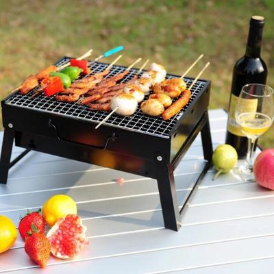 China Easily Assembled Charcole Reunion Folding BBQ Grill Portable Grill Cold Rolled Iron Charcoal Folding Camping BBQ Oven for sale