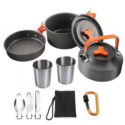 China 1~2person Outdoor Camping Outdoor Camping Pots And Pans Set 2pcs Camping Cookware Camping Equipment for sale