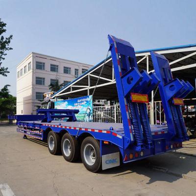 China Excavator Transportation Tri Axle 45T Low Bed Semi Trailer for sale