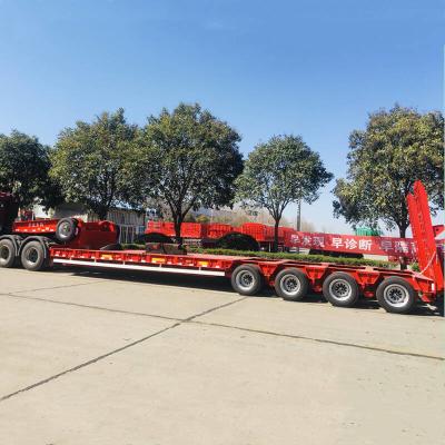 China Quad Axles Semi Lowboy 60 Ton 50ft Drop Deck Trailer for sale