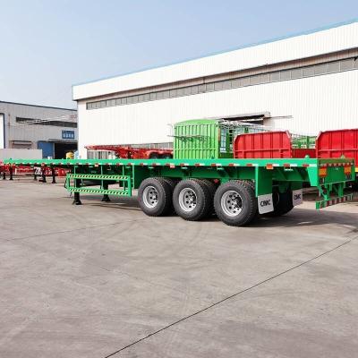 China 60T Payload Q345B Tri Axle 40ft Flatbed Semi Trailer for sale