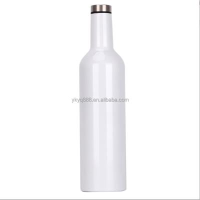 China 25oz Sublimation Wine Bottle Stainless Steel Wall Vacuum Insulator PORTABLE White Double Wine Rack Cooler With Lid for sale