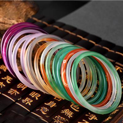 China CLASSIC Chalcedony Jingdang Emerald Green White Fine Pink Frozen by Natural Lychee Crystal Agate Girl Ice Bracelet for sale