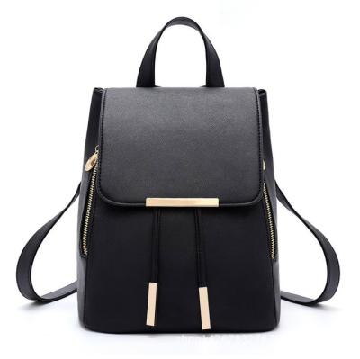 China Breathable Black Girls Backpack Ladies PU Leather Shoulder School Bag for sale