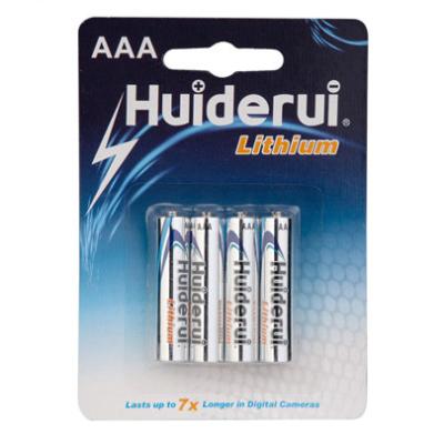 China Huiderui Battery Lithium Iron Disulphide Primary Batteries FR03 AAA 1.5V 1100mAh 4pcs/pack Battery for sale