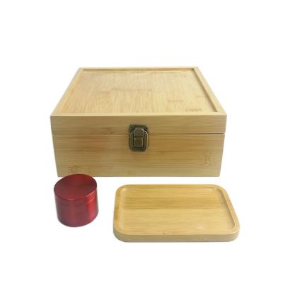 China Save Space Modern Storage Box Set Wooden Stash Combo Box Kit Bamboo Weed Box With Lock Roll Tray for sale