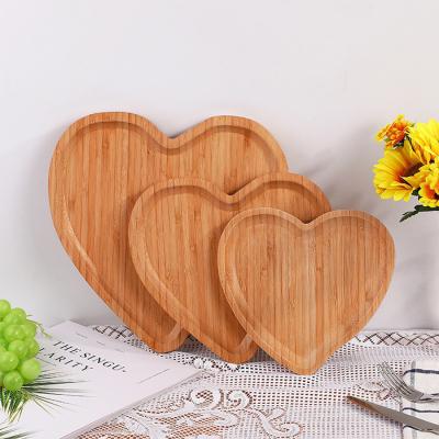 China Sustainable Wholesale Eco - Friendly Reusable Tableware Dinner Dish Love Heart Shape Bamboo Dish for sale