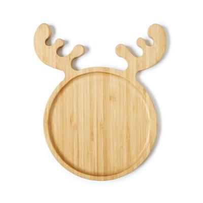 China Eco-friendly Cute Sustainable Cute Elk Earrings Christmas Children's Bamboo Dish for sale