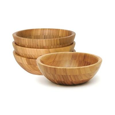 China Sustainable Bamboo Wooden Salad Bowl Serving Bowl For Fruit Salads Serving Dish Natural Organic Tableware for sale