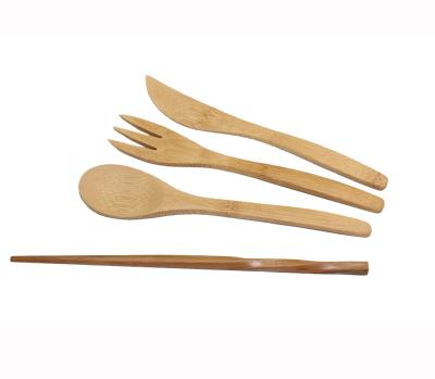 China Travel Disposable Biodegradable Outdoor Wooden Portable Flatware Camping Bamboo Cutlery Set With Custom Logo for sale