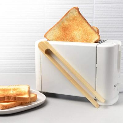 China Sustainable Eco - Friendly Kitchen Accessories Bread Pickles Magnetic Bamboo Toaster Tongs for sale