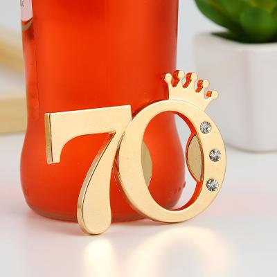 China Digital 70 Viable Gold Beer Seventieth Opener Gold Bottle Opener With Gift Box Seventieth Wedding Anniversary Anniversary Souvenir For Guest for sale