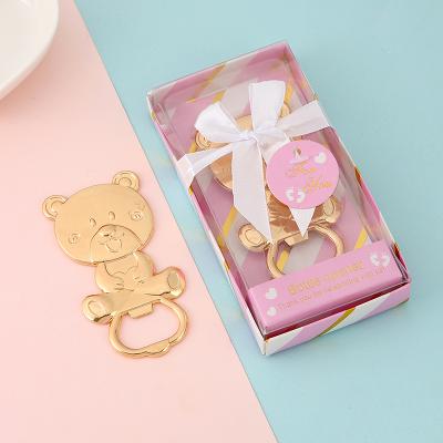 China Home Kitchen Exquisite Custom Made Personalized Baby Bear Bottle Opener Baby Shower Souvenir Gift Blue Box Beer Bottle Opener for sale