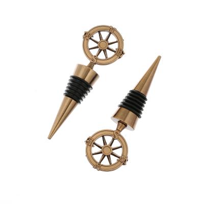 China Viable Creative Compass Shaped Copper Wine Corks Bottle Stopper For Wedding Gifts for sale