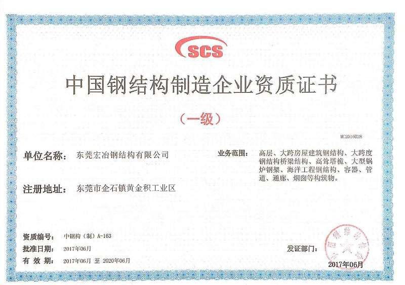 Processing Certification - Dongguan Hong Ye Steel Structure Co., Ltd.