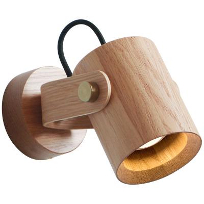 China High Quality Modern Nordic Style LED Sconce Single Oak Wood For Bedside Bedroom Lamp Wall Light for sale