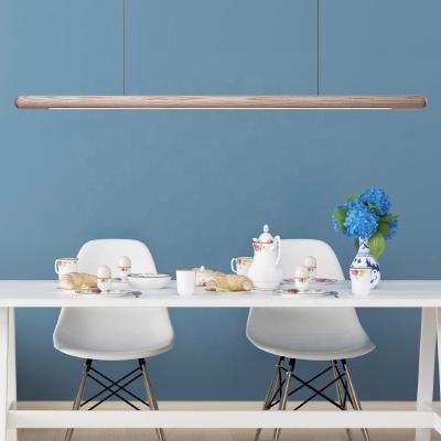 China Modern Minimalist Wooden Dining Room Pendant Lights Nordic Modern Hanging Living Room Long Bar Desk LED Lamp for sale