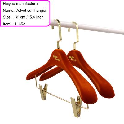 China Plastic Clothing Velvet Cloth Hanger Velvet Coat Hanger Velvet Suit Hangers for sale