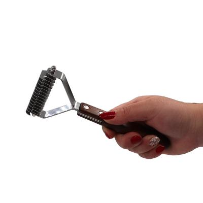 China Factory Viable Hot Sale High Quality Pet Grooming Comb Pet Hair Removal Comb For Dog Walnut Wood Handle Open Knot Comb for sale