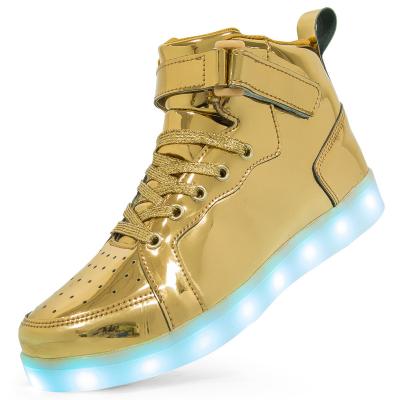 China Fashion Trend New Design Sneakers Boys Kids Basketball Style Luminous Shoes USB Charging Class Light 25-46 Up Trainers For Men LED Shoes for sale