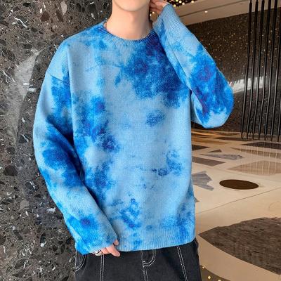 China Anti-wrinkle Men Tie Dye Round Collar Sweaters Autumn Winter Factory Sales Knitted Sweaters Tie Dye Men's Knitwear for sale