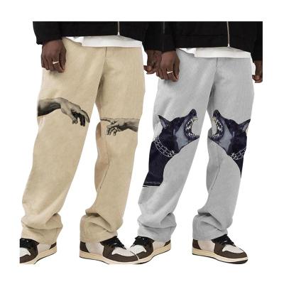 China 2021 Hot Selling Custom Animal Anti-Wrinkle Amazon Print Loose Fit Streetwear Casual Winter Sweatpants Handsome Jogger Fashion Men Pants for sale