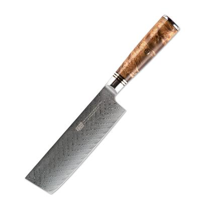 China FINDKING Viable Japanese steel AUS-10 Damascus 7 inch wooden nakiri knife Sapele handle arrow pattern 67 layers butcher knives for sale