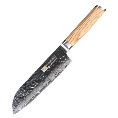 China NEW FINDKING viable zebra handle damascus sushi wood knife 7 inch santoku chef knife 67 layers damascus steel kitchen knives for sale