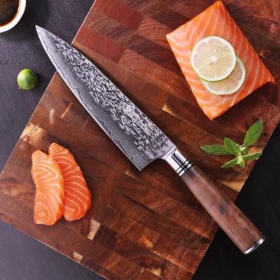 China FINDKING Viable 8 Inch Damascus Kitchen Chef Knife Japanese Steel Sapele Wood Handle 67 Layers Hammer Pattern Kitchen Knives for sale