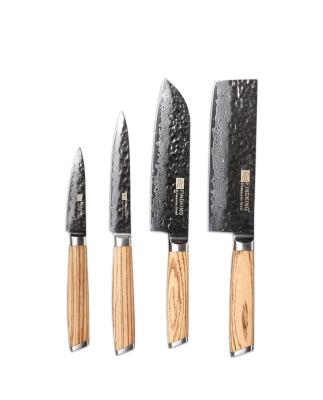 China FINDKING 4pcs Multifunctional Japanese Knives Damascus Steel Kitchen Knife Set Zebra Viable Damascus Wood Chef Handle for sale