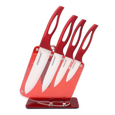 China FINDKING Beauty Gifts Viable Red Zirconia Handle Ceramic Knife With Holder Kitchen Set 3