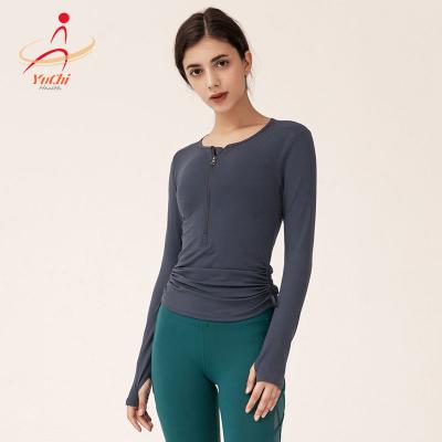 China Breathable Europe And The United States Clothing Zipper Sportswear Women'S Shirt Long Sleeve Yoga Tops Autumn And Winter Tight Yoga for sale