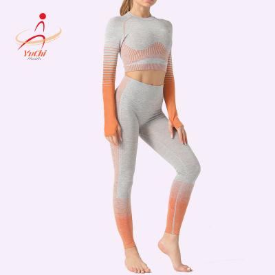 China Factory 2021 Women's Yoga Fitness Dance Breathable Stripe Hip High Lifting Training Suit for sale