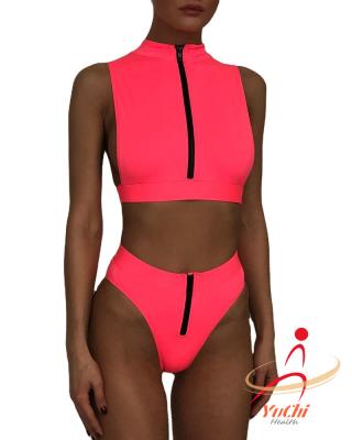 China Red Mature Swimsuit 2021 Belly Zipper Breathable Sport Sexy Teen Swimwear Short Swimsuit for sale