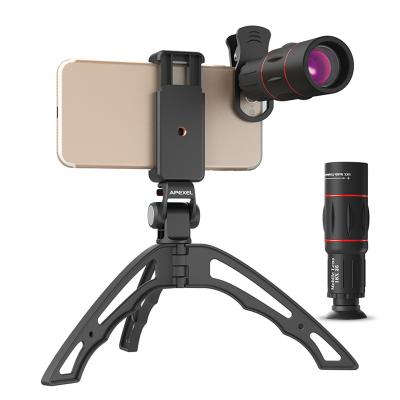 China Aluminum Plastic Universal Zoom+Glass+ABS 18X Telephoto Mobile Phone Camera Lens Optical Telescope Lens With Handheld Tripod for sale