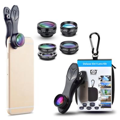 China High clarity optical glass+Aluminum alloy ON SALE! Mobile Phone Accessories 5 in 1 Wide/Macro Phone Lens/Mobile Fisheye/Zoom/CPL Camera Lens kit for iPhone X XR Xs for sale