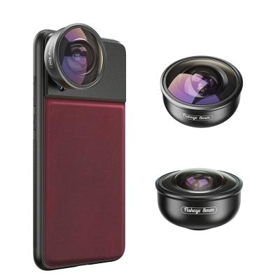 China APEXEL Super 8mm Fisheye Lens, 185 Degree Full Fame Fish Lens For iPhone Mobile Phone Camera APL-PR8 for sale