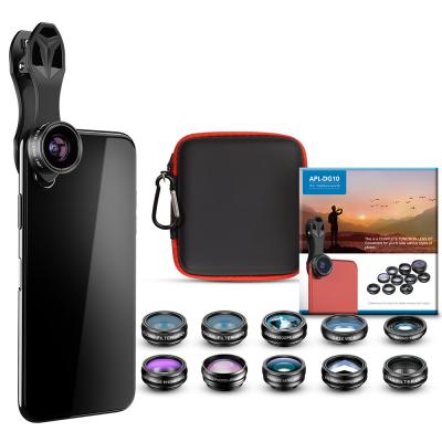 China Make Picture Interesting External Camera Lens For Cell Phone Apexel Mobile Camera Lens Attachable Kit 10 In 1 For iPhone for sale