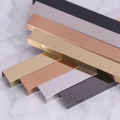 China Decoration/Construction/Mental Material Grade 304 201 316 T-shape U-shape Stainless Steel PVD Profile Tiles Floor Trim For Hotel Interior Decoration for sale